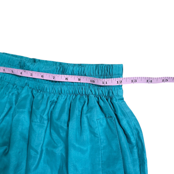 Club Monaco Skirt XS Teal Blue A Line Cotton Silk Casual Metallic Above Knee - Picture 6 of 8